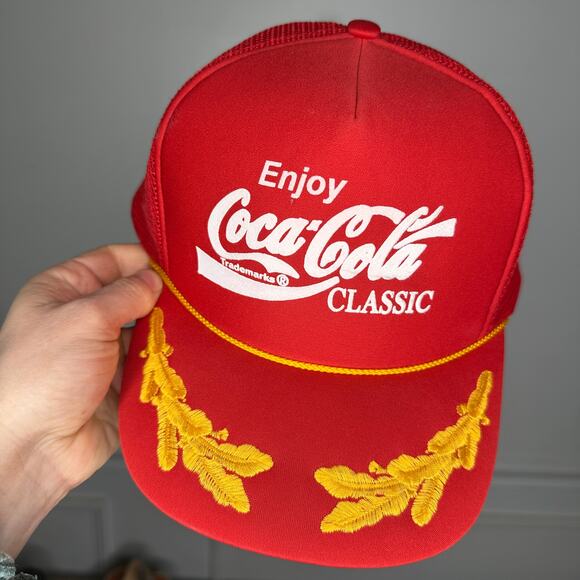 Vintage 1980s Coca-Cola Classic Scrambled Eggs Embroidered Red Trucker Hat - Picture 6 of 12